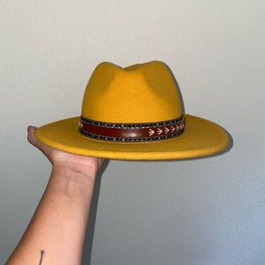 Mustard Yellow Hat With Crown Wrap 3/$20